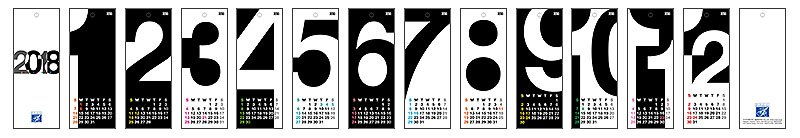 HANABUSA(はなぶさ) 2018 カレンダー A(数字フォルム モノトーン)