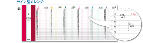 ライン型カレンダー　表 Year View イヤビューパノラマタイプ 1年 年間計画用スケジュールシート 蛇腹折りカレンダー