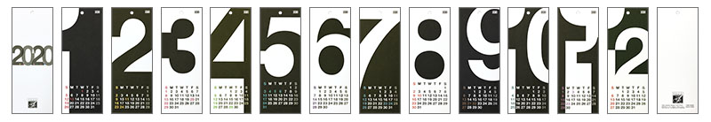 HANABUSA(はなぶさ) 2020 カレンダー A(数字フォルム モノトーン)