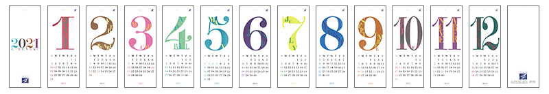 HANABUSA(はなぶさ) 2021 カレンダー D（レトロ＆モダン カラフル）