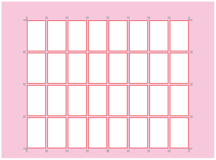 菊版2裁 469×636　名刺が32丁、二度裁ち
