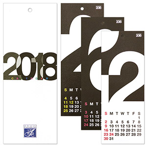 HANABUSA 2018 壁掛けカレンダー デザインA（数字フォルム モノトーン）