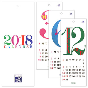 HANABUSA 2018 壁掛けカレンダー デザインD（レトロ＆モダン カラフル）